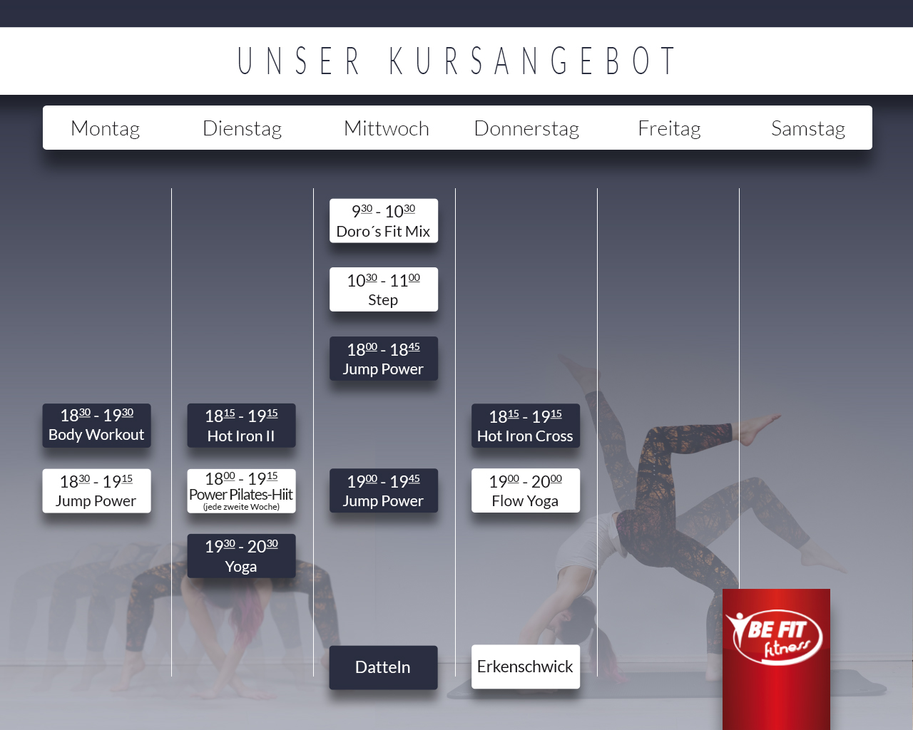 BE FIT Kursplan